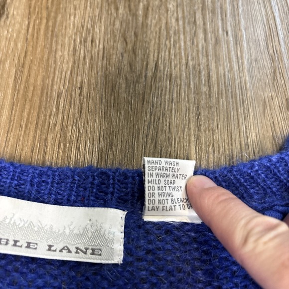 Vintage Bramble Lane Cardigan Sweater Size Large Blue Mohair Blend Button Front - Picture 8 of 13